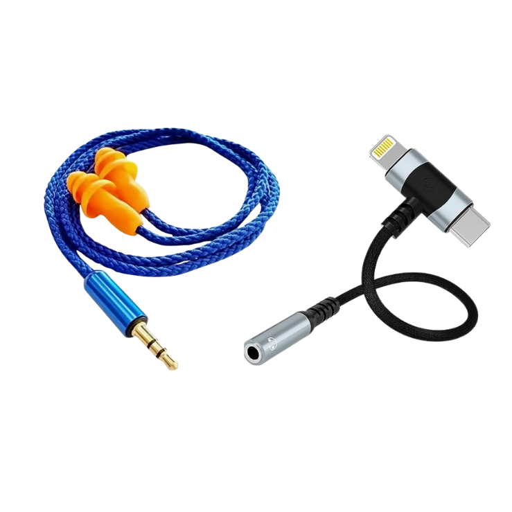 Wired Earplug Earbuds with 2-in-1 Adapter