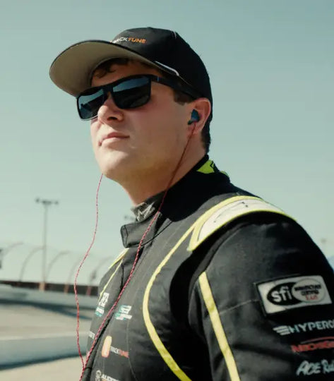 Race driver listening on TrackTune