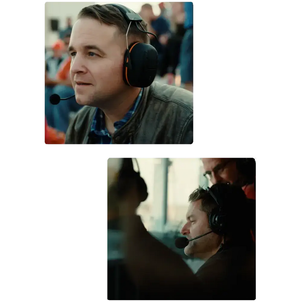 Fans wearing TrackTune hearing protection